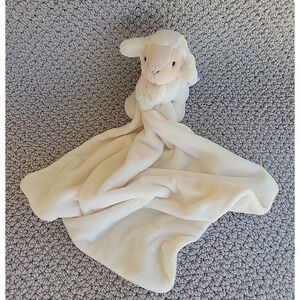 JELLYCAT Bashful LAMB Sheep Holding Lovey Soother Security Blanket Cream Plush
